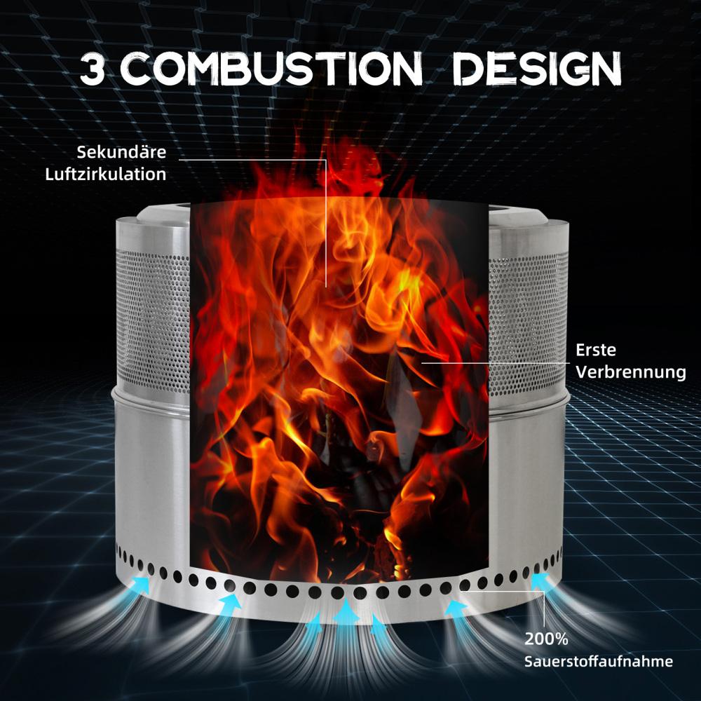 Braciere senza fumo in acciaio inox – Fuoco a legna portatile, barbecue da esterno, resistente e pratico - 4