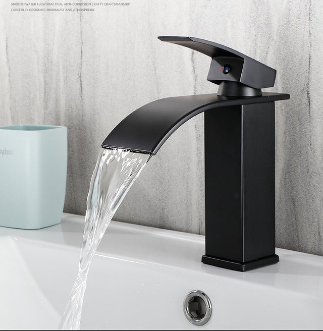 Robinet de lavabo moderne, robinet de salle de bain, 20Pcs robinet de lavabo cascade, robinet mitigeur d'évier, N'inclut pas les conduites d'eau,noir