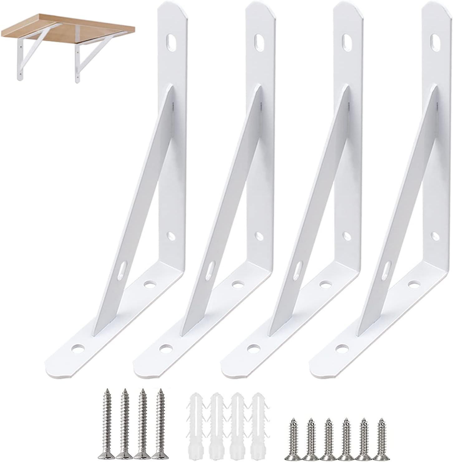 Équerre étagère2 Pièces Supports Muraux Pour étagères Supports D'étagère Blancs Supports En L En Métal Robuste Pour Montage Mural (blanc, 25 Cm/10 Pouces