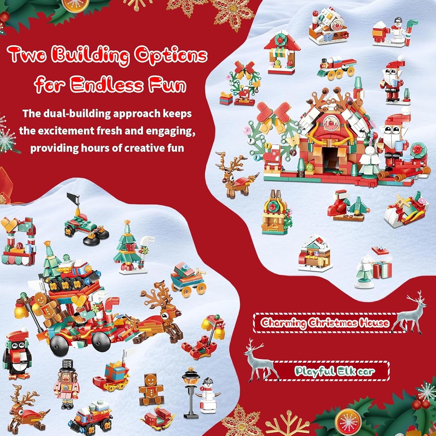 Calendrier De L'Avent En Blocs De Construction 24 Jours - Chalet De Noël En Traîneau, Cadeau Enfant Garçon Fille - 9