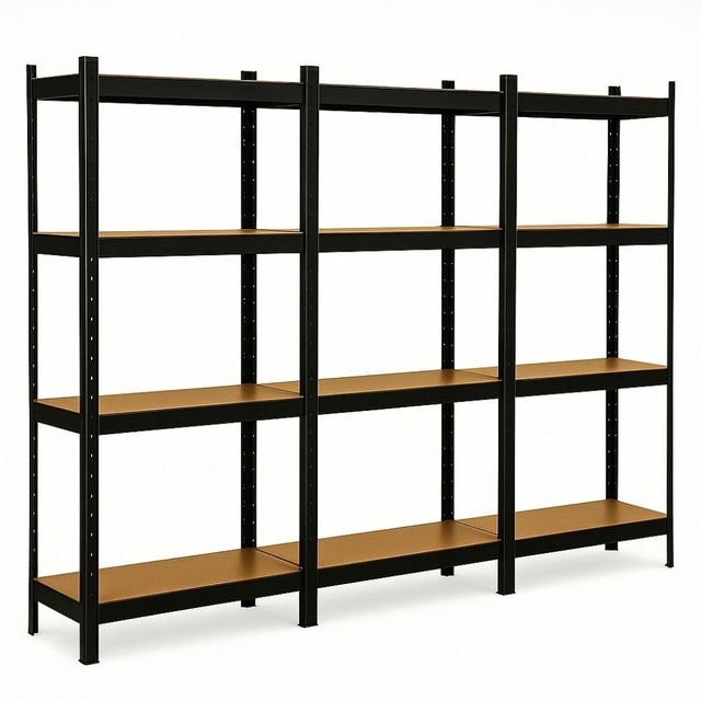 Triple étagère charges lourdes - 2M10 de long -12 plateaux - 210 X 150 - 40 cm - Noir