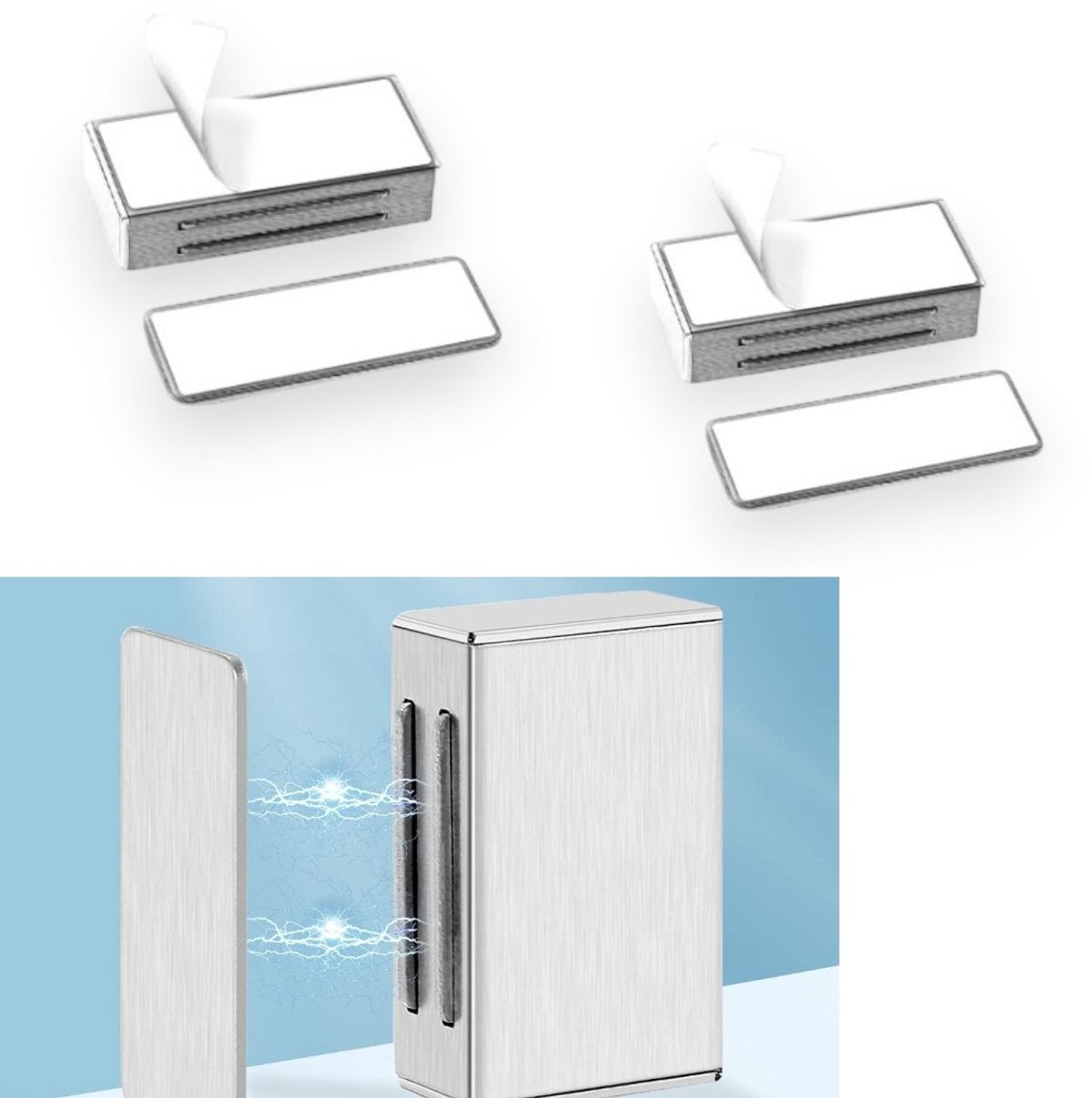 Set de 2 magneți autoadezivi pentru uși de intrare, închidere magnetică pentru dulapuri, potrivit pentru magneți puternici, nu necesită găurire 2buc