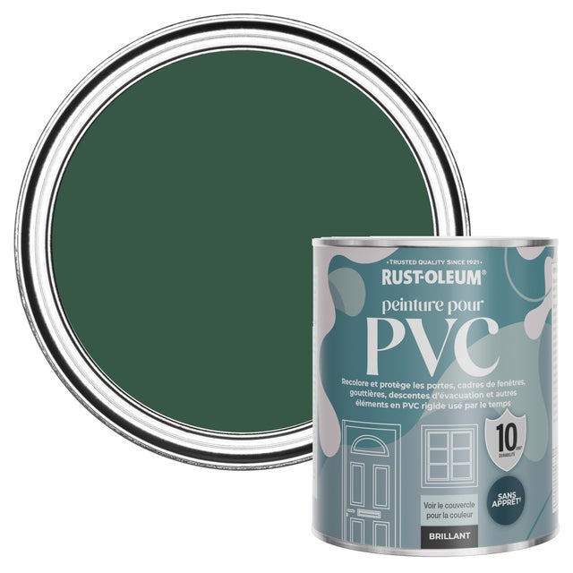 Peinture Verte pour Portes et Fenêtres en PVC, Finition Brillante RUST-OLEUM - Pinède 750ml (10,5m² avec un pot)