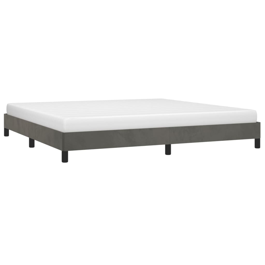 Cadre de lit sans matelas gris foncé 200x200 cm velours — COMFORTXL - 3