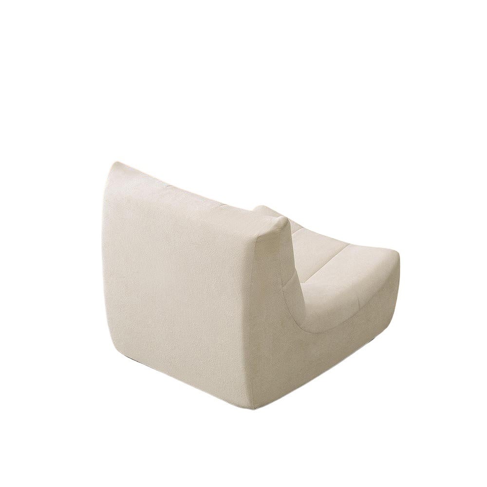 Canapé Togo en Chenille au Sol Sans Accoudoirs Pouf avec Mousse à Mémoire de Forme Confortable Beige - 5