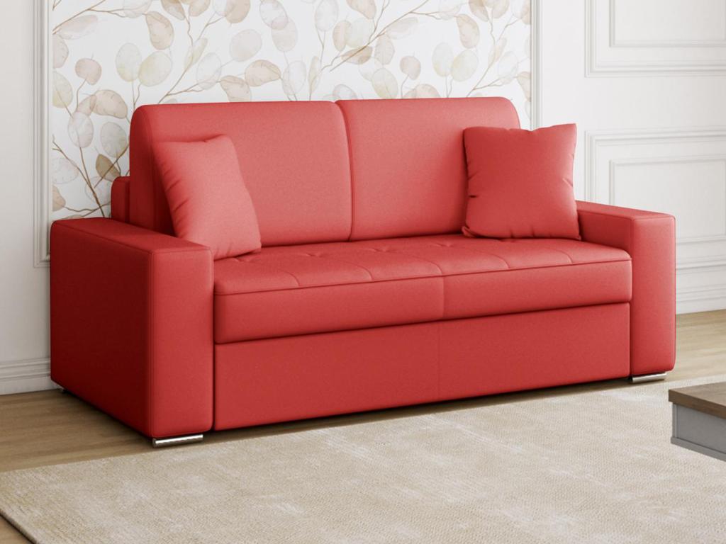 Divano letto posti a ribalta in similpelle Rosso Larghezza