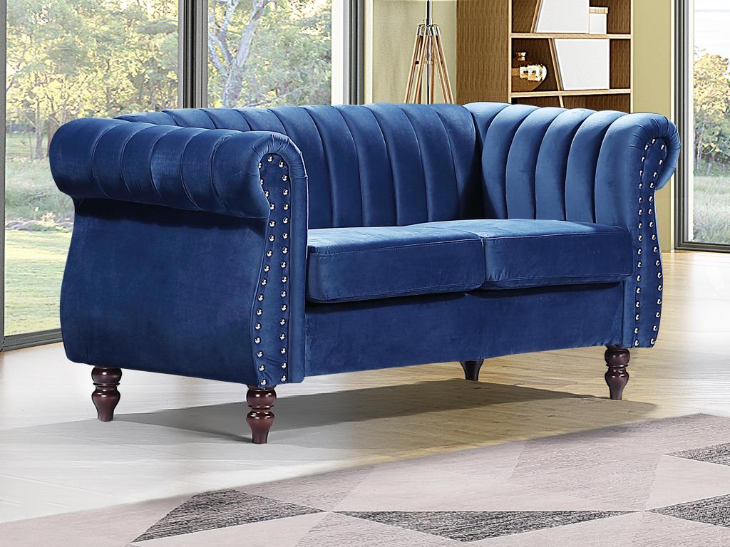 Divano Chesterfield posti in Velluto Blu reale TRUMBO Leroy