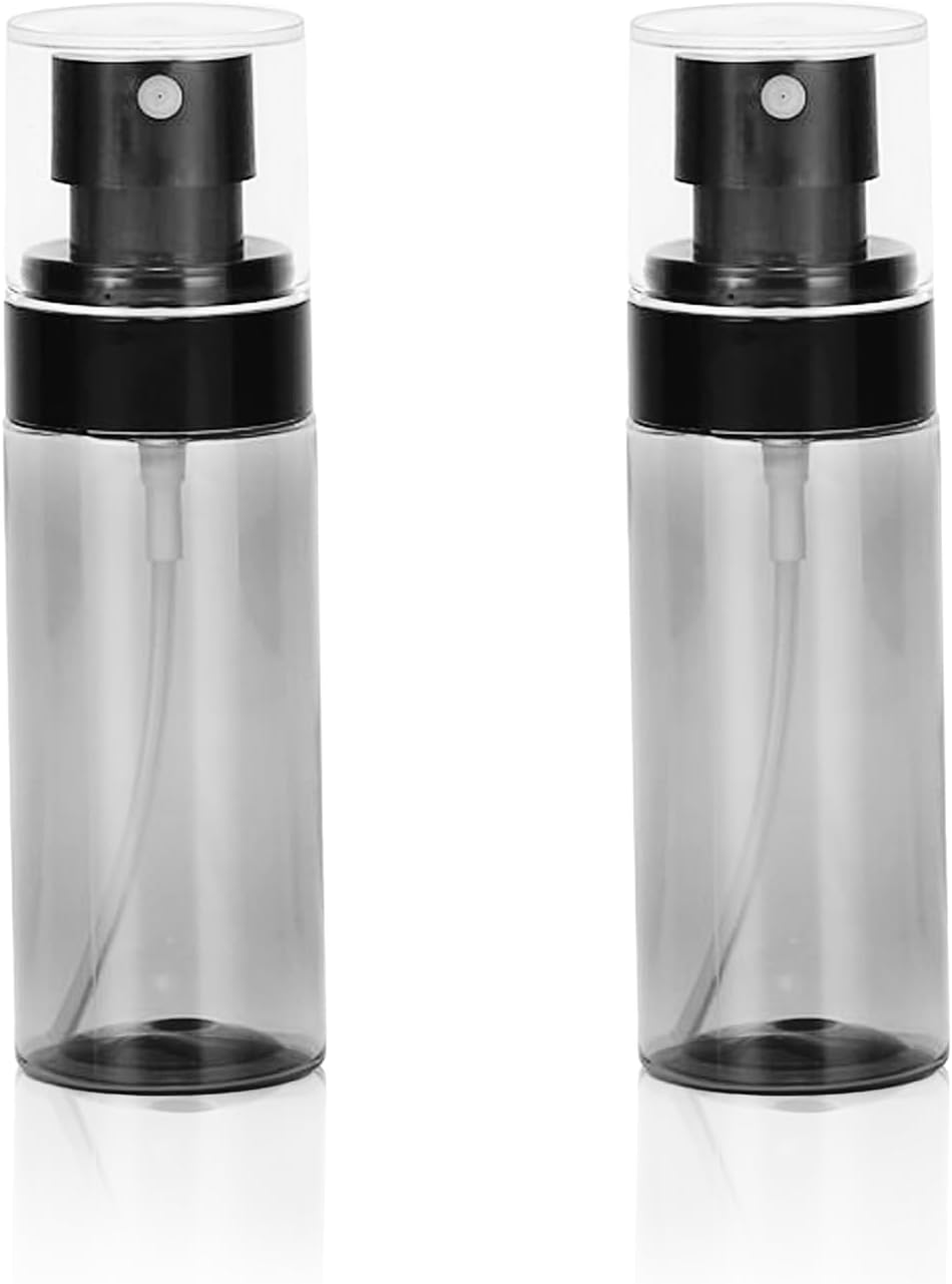 Zestaw 2 małych plastikowych butelek ze spryskiwaczem - 60 ml - Nie odkształca się łatwo - Do perfum, płynów czyszczących