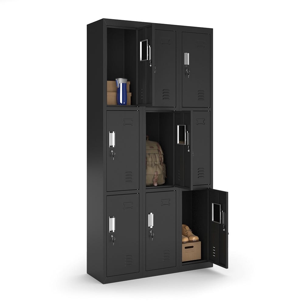 Vicco Armoire Casiers Ferm s Noir 90x180cm 9 Compartiments Leroy vicco-armoire-casiers-ferm-s-noir-90x180cm-9-compartiments-leroy