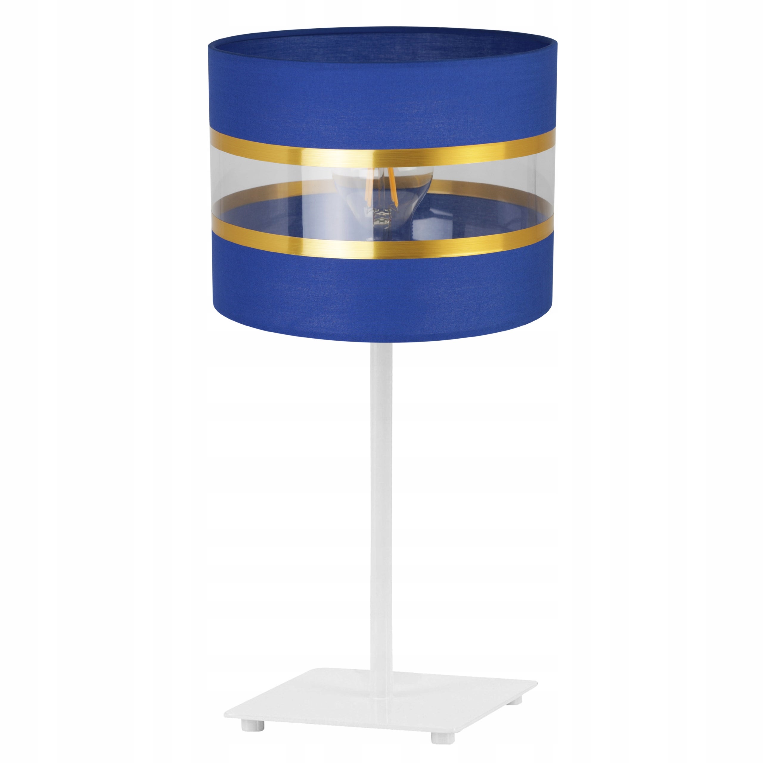 Lampa nocna stołowa Elegance Gold Gia modern 1xE27 20cm klosz walec biało/niebieski Light Home LH