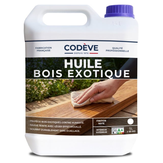 Huile Bois Exotique - 5 L - Codeve Bois - Pour La Protection De Votre Bois Tropical En Ipé, Teck, Iroko Ou Sipo.