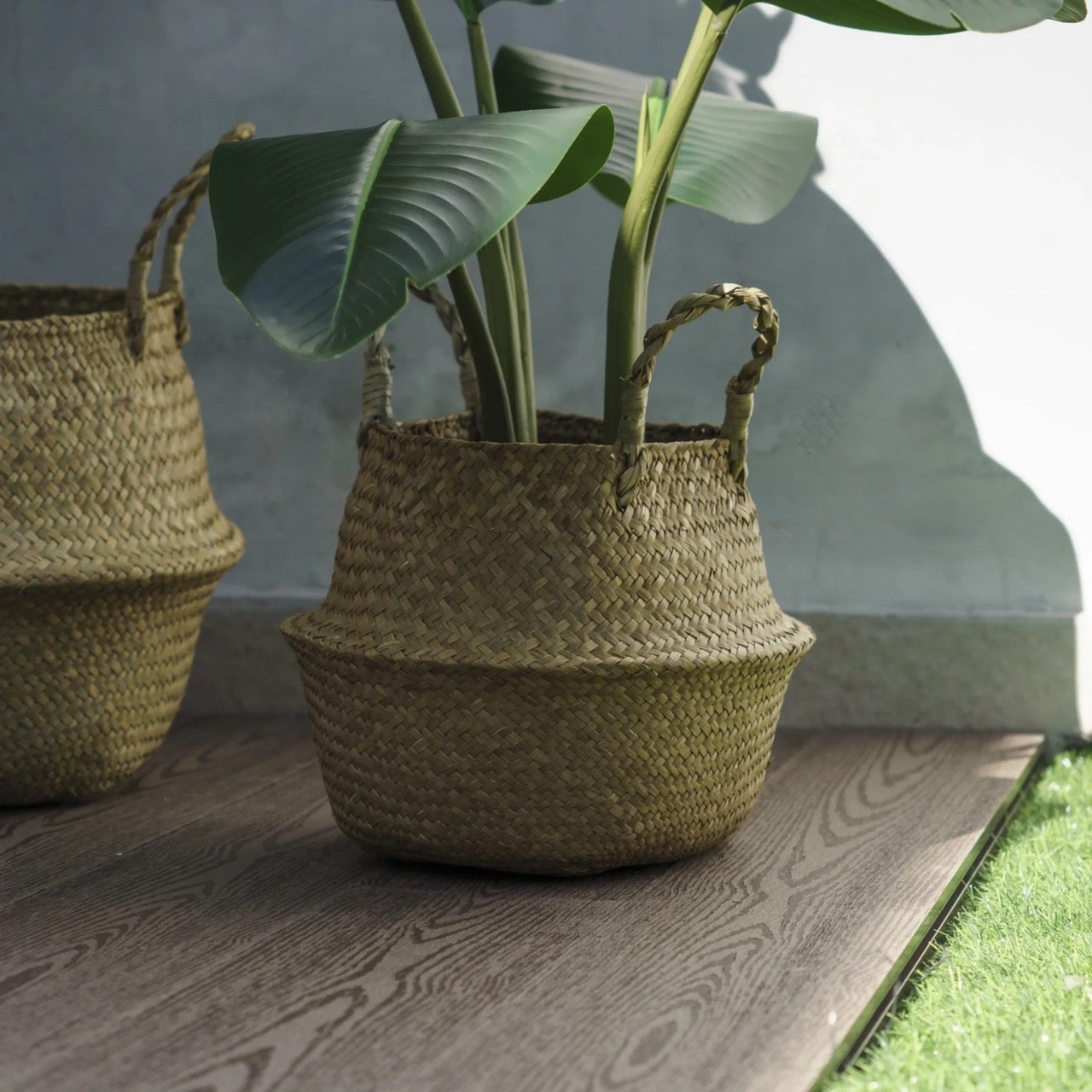 Cesto de Mimbre 27 cm – Cesta Decorativa Plegable con Asas – Macetero o Almacenaje para Plantas, Ropa y Juguetes - Valyria Home - 3