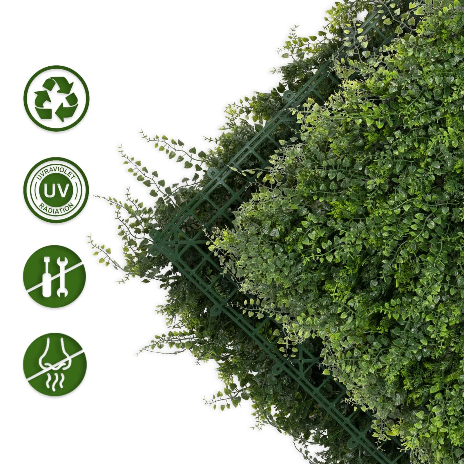 Décoration végétale artificielle, mur végétal simulé, décoration murale de fond artificielle 50 x 50 cm, quatre étages Milan - 3