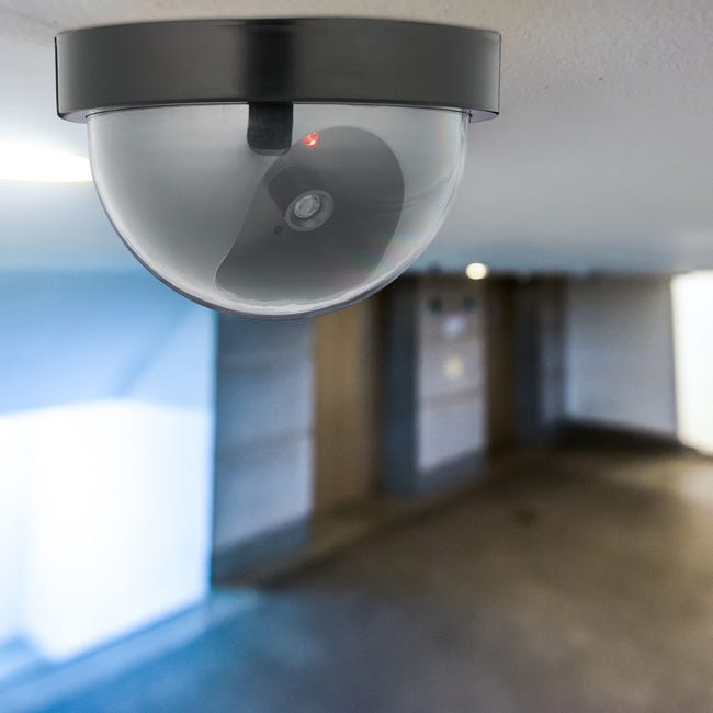 Relaxdays Lot De 4 Caméras Factices LED Clignotante - Surveillance Intérieur Extérieur Noir