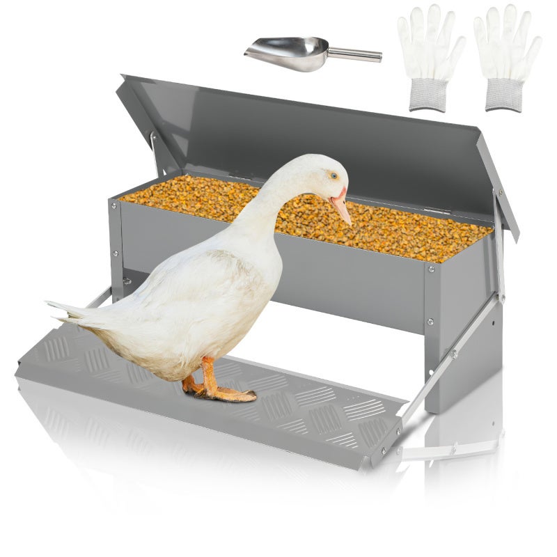 Mangeoire Automatique Pour Poulets 5kg Avec Couvercle Et Pédale - Étanche Et Anti-Rats