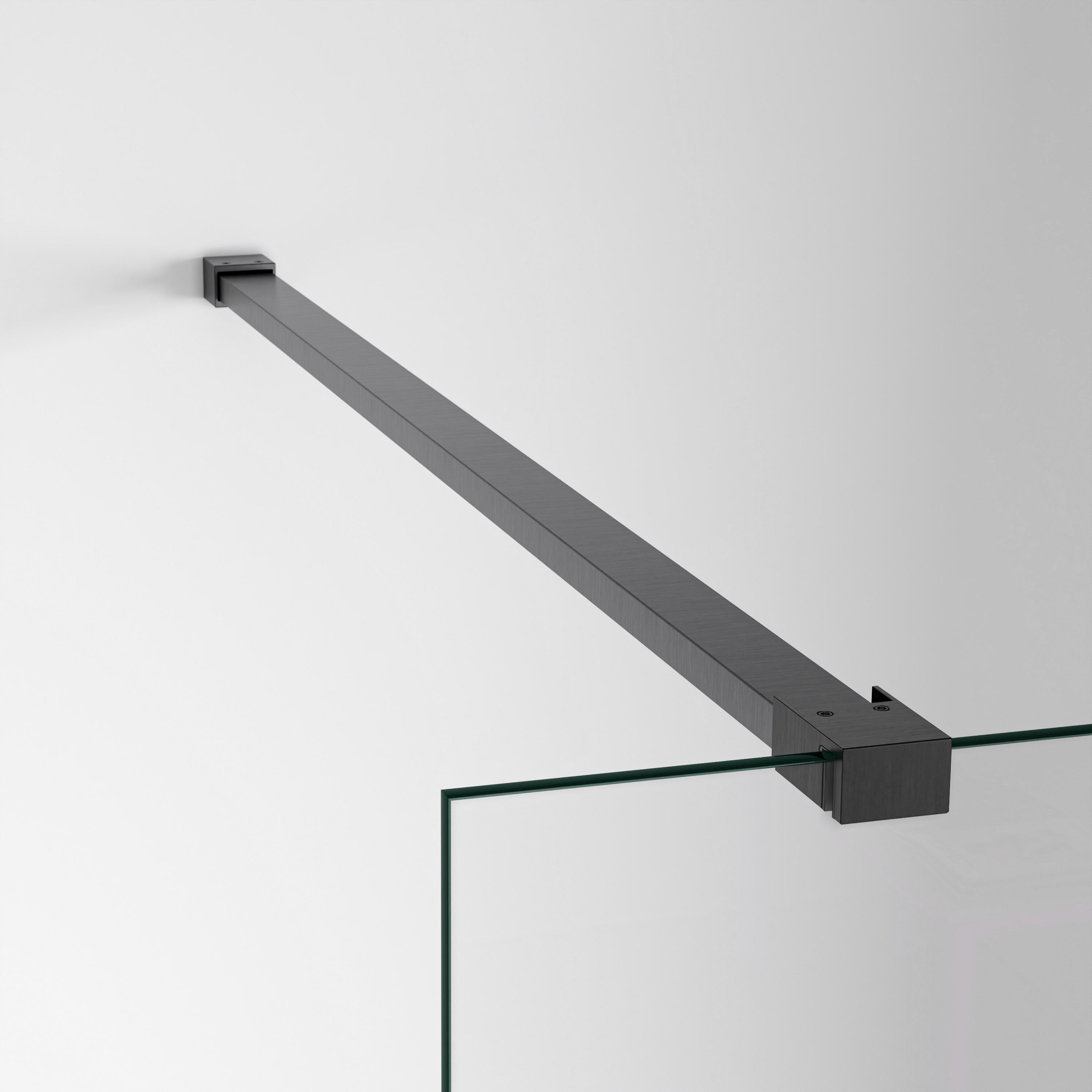 BELLOBATH - Mampara de ducha frontal panel fijo - Industrial - Perfilería Negra Mate - Ancho adaptable 98-100 cm - Alto 195 cm - 2