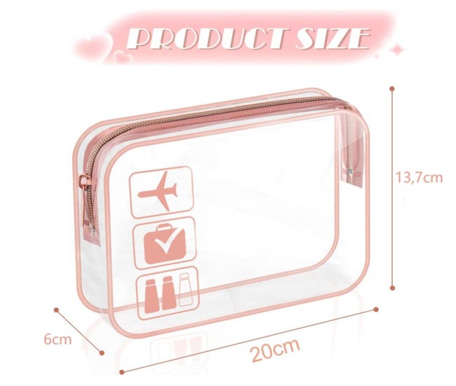 3 Pezzi Trousse Da Viaggio In PVC Trasparente, Trasparente, Borsa Da Toilette Impermeabile, Borsa Per Il Trucco, Borsa Da Bucato, Riutilizzabile, Accessorio Da Viaggio Per Uomo E Donna, Bianco - Foto 9