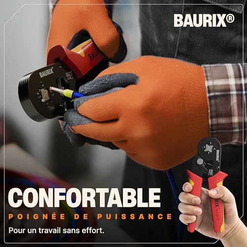 BAURIX Pince à sertir auto-ajustable [0,25-10 mm], modèle PERSEUS, pour embouts isolés et non isolés - 5