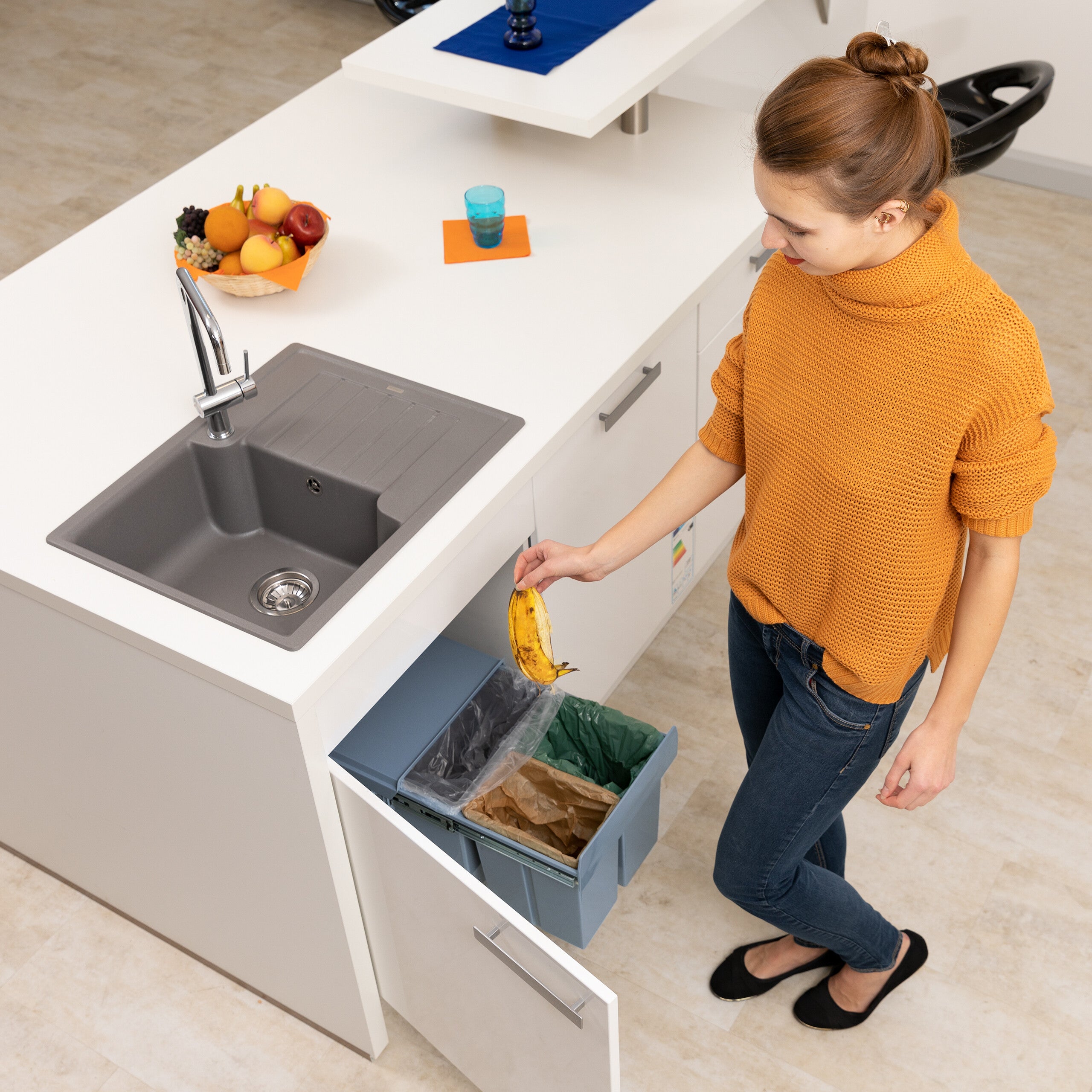 Cestino Gettacarte per Bagno Moderno colore Tortora Pattumiera 3 Litri