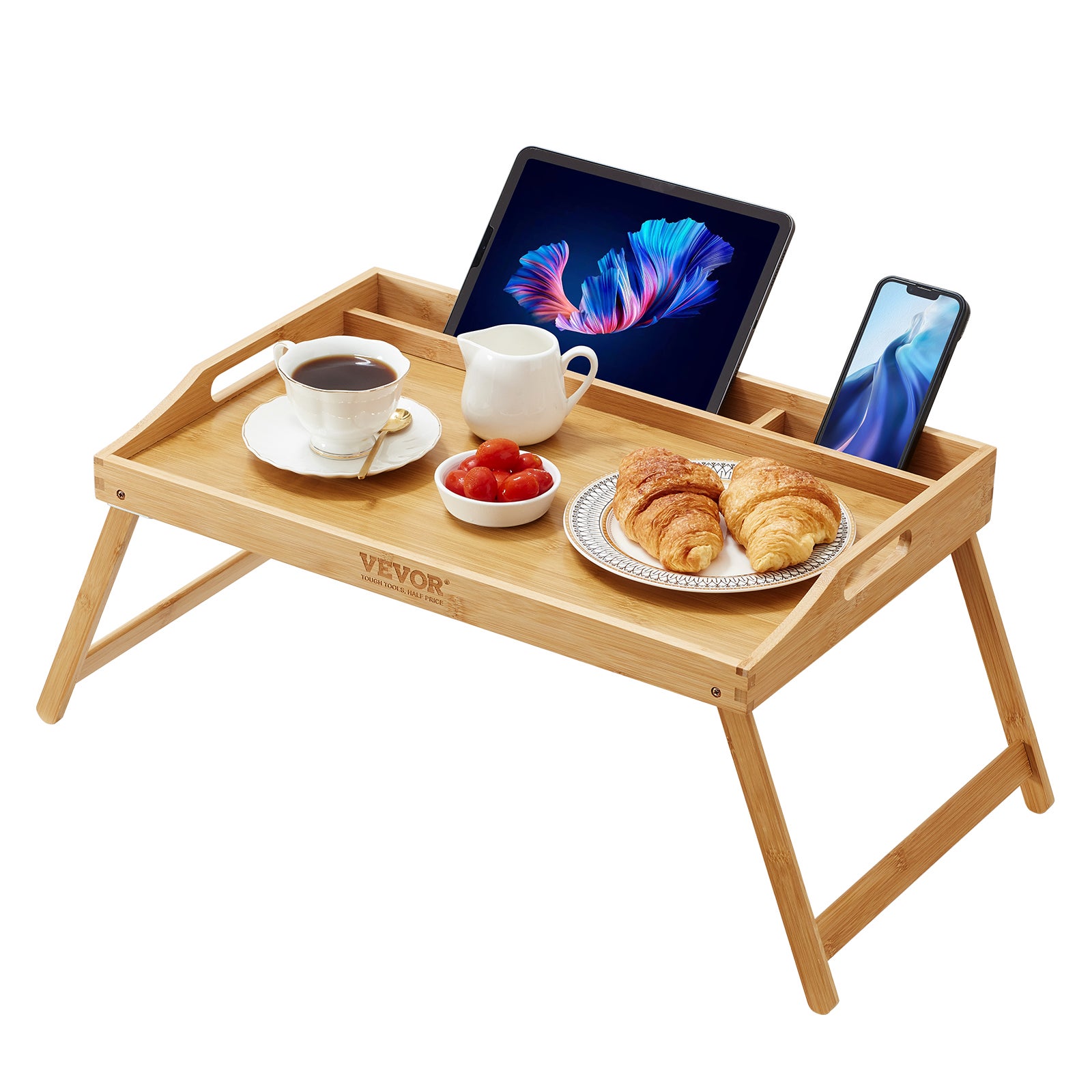 Vevor Plateau De Lit Pour Petit D Jeuner Plateau De Service Sur Pieds Repliables Table De Lit