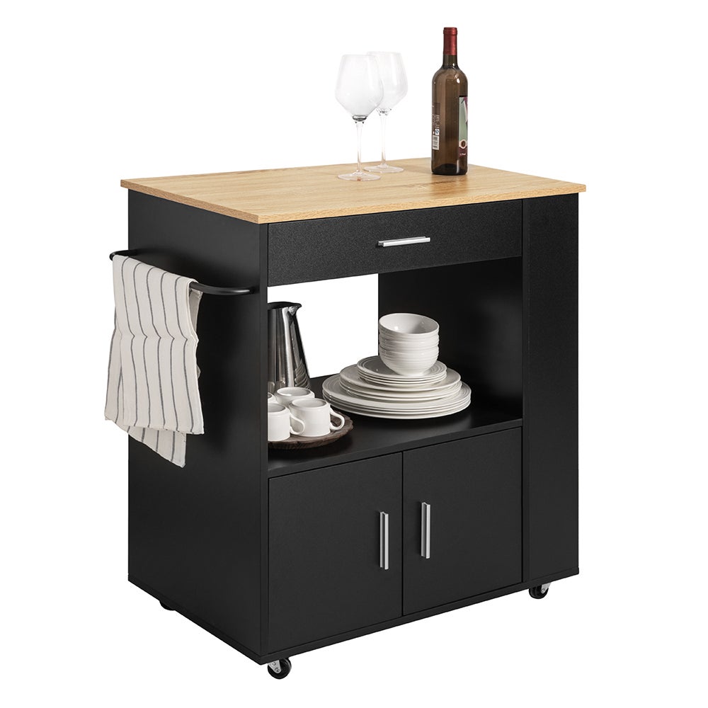 SoBuy Szafka Wózek kuchenny na kólkach Czarny FKW113-SCH