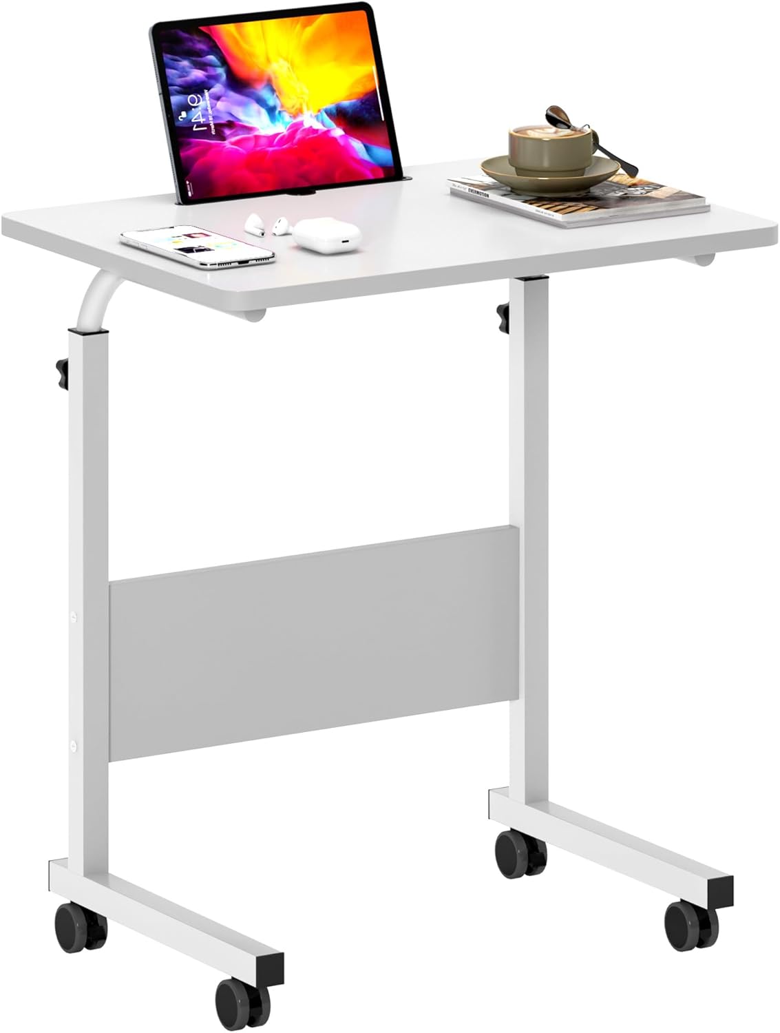 Table D'ordinateur Portable Réglable, Table Tournante Pour Lit PC Pouvant être Relevée, Bureau Avec Roulette, Table à Main Pour Canapé