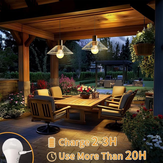 Suright LED E27 Lampadina Ricaricabile USB C con Telecomando, 3 Temperature di Colore Dimmerabile, Staccabile con Timer, a Batteria per Lampade Non Cablate, Decorazione Suright LED E27 Lampadina Ricaricabile USB C con Telecomando, 3 Temperature di Colore Dimmerabile, Staccabile con Timer, a Batteria per Lampade Non Cablate, Decorazione