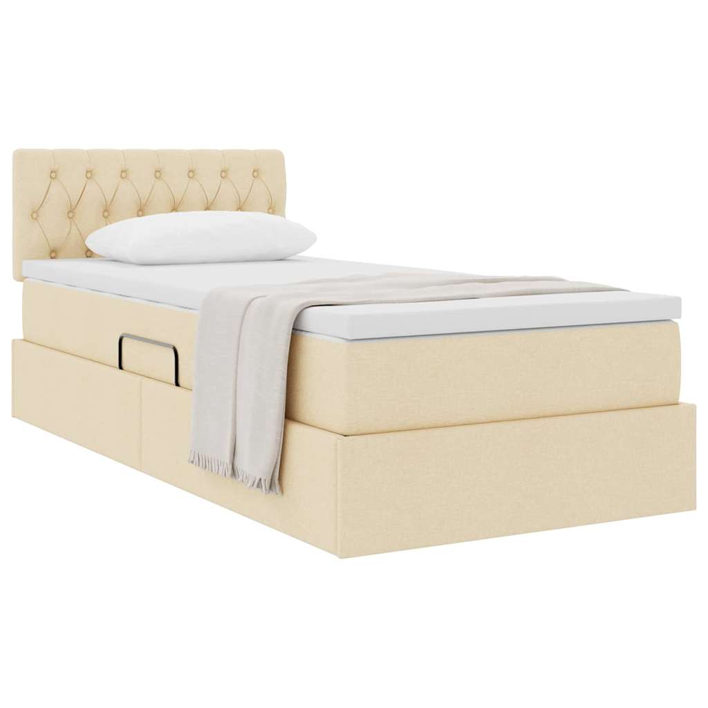 Lit avec rangement et matelas crème 90 x 190 cm velours - 3