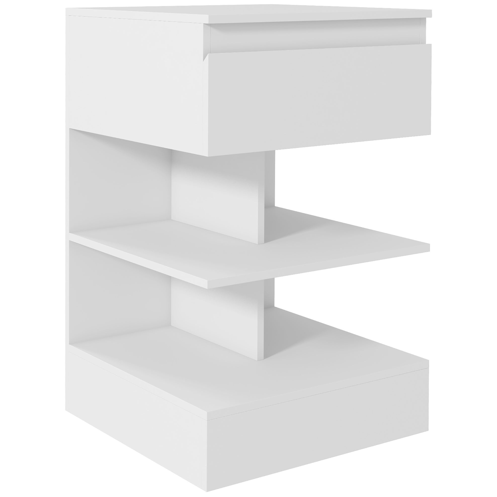 Homcom  Mesita De Noche Melamina De Madera, Mdf 39X39x65 Cm Blanco , Leroy Merlin