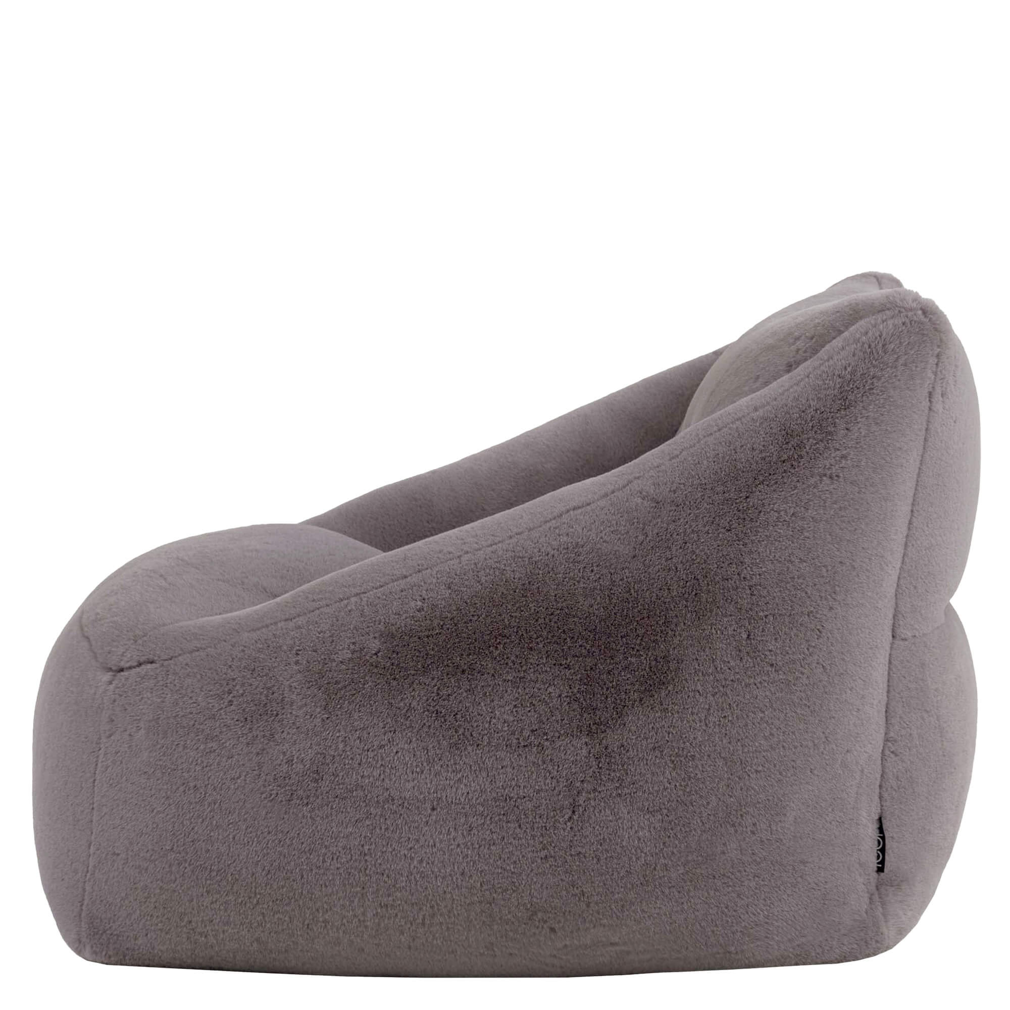 Pouf fauteuil Icon imitation fourrure luxueuse de lapin gris clair, salon, chambre, 97x84cm Oeko-Tex® - 5