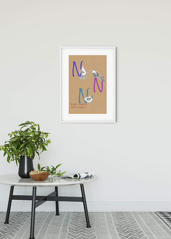 Cartel artístico de komar - abc animal n - talla: 50 x 70 cm