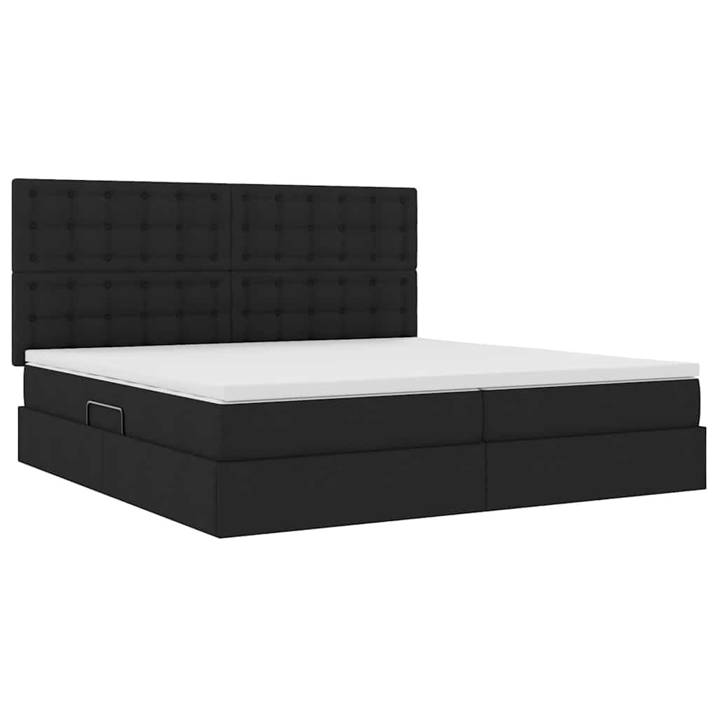 Lit avec rangement et matelas noir 200 x 200 cm tissu - 5