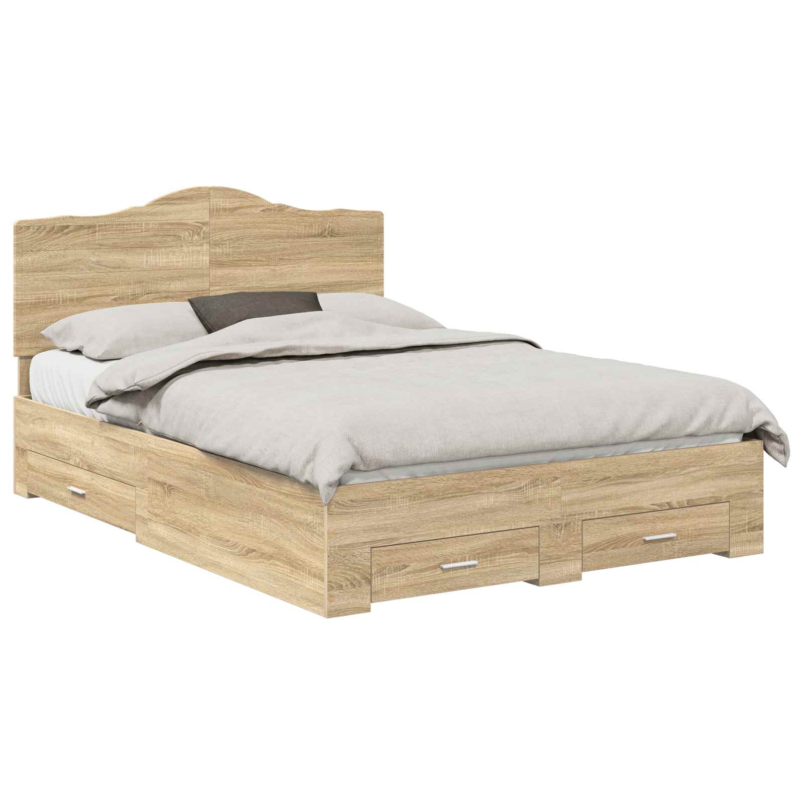 Cadre de lit en panneau de bois, chêne, pour la chambre, 150 × 200 cm - 2