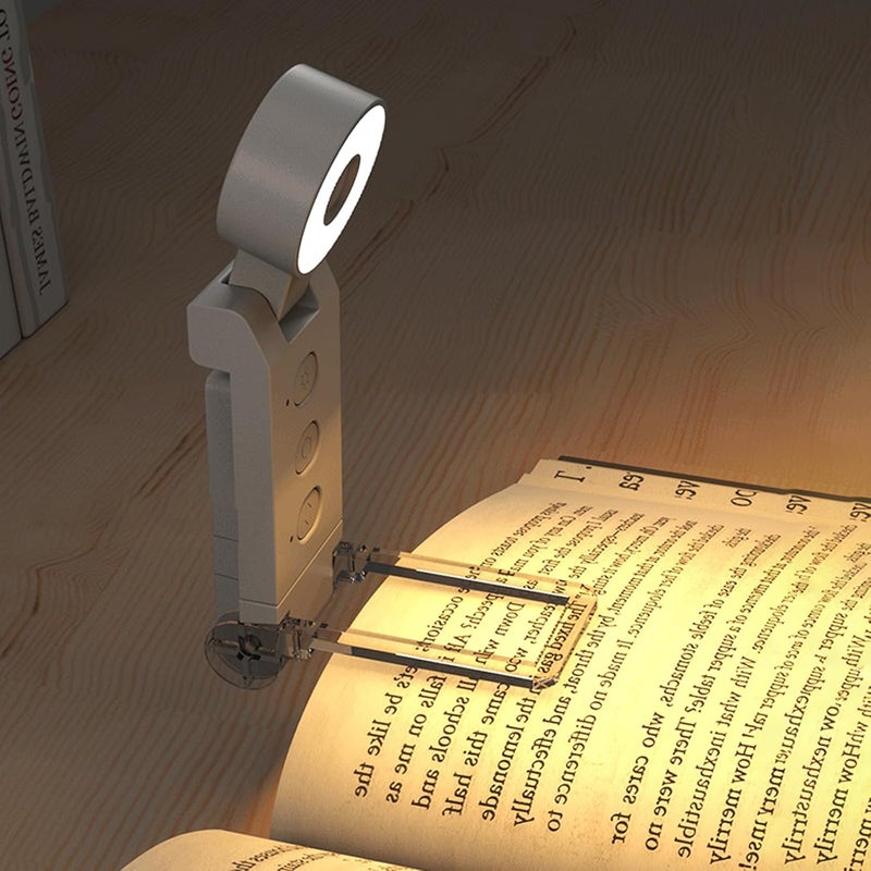 Lampka do czytania, lampka do czytania z klipsem, ładowana przez USB, regulowane tryby, przyjazna dla oczu, latarka z timerem, biała.