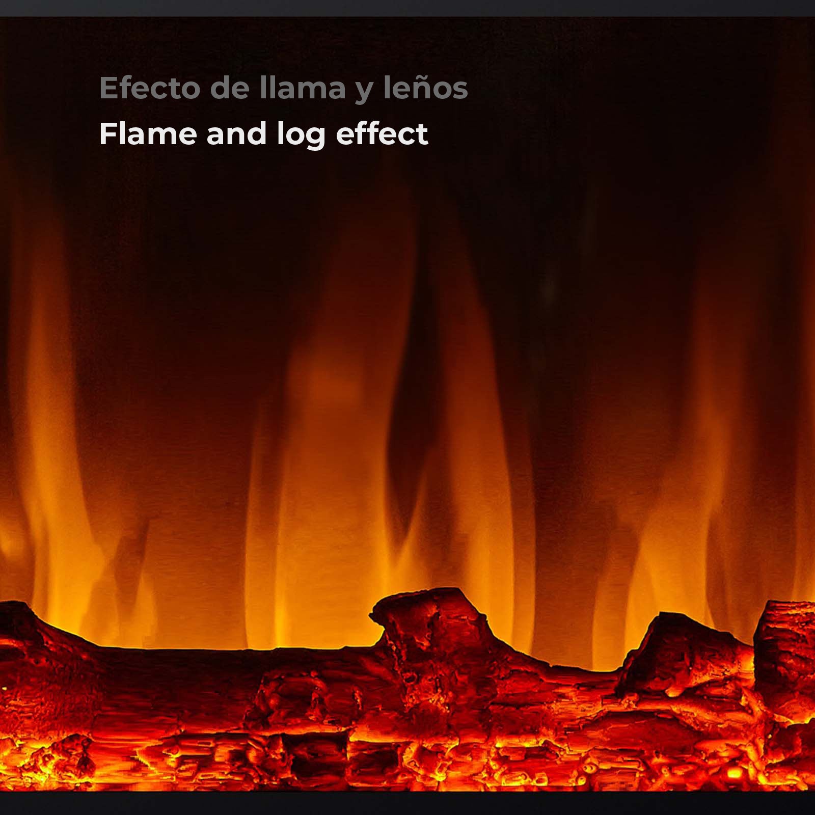 Chimenea Eléctrica de Pared 1600W Kekai Minesota 84x26x53 cm con Simulación de Fuego Negra con Mando para Interior - 5