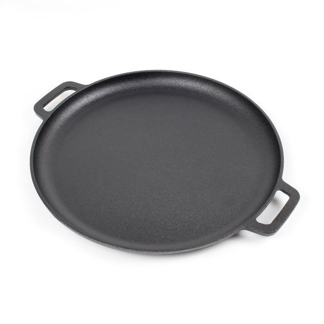 Wiltec Sartén de hierro fundido Ø34.5cm con asas y efecto antiadherente para todo tipo de cocinas y cocinar al aire libre grill