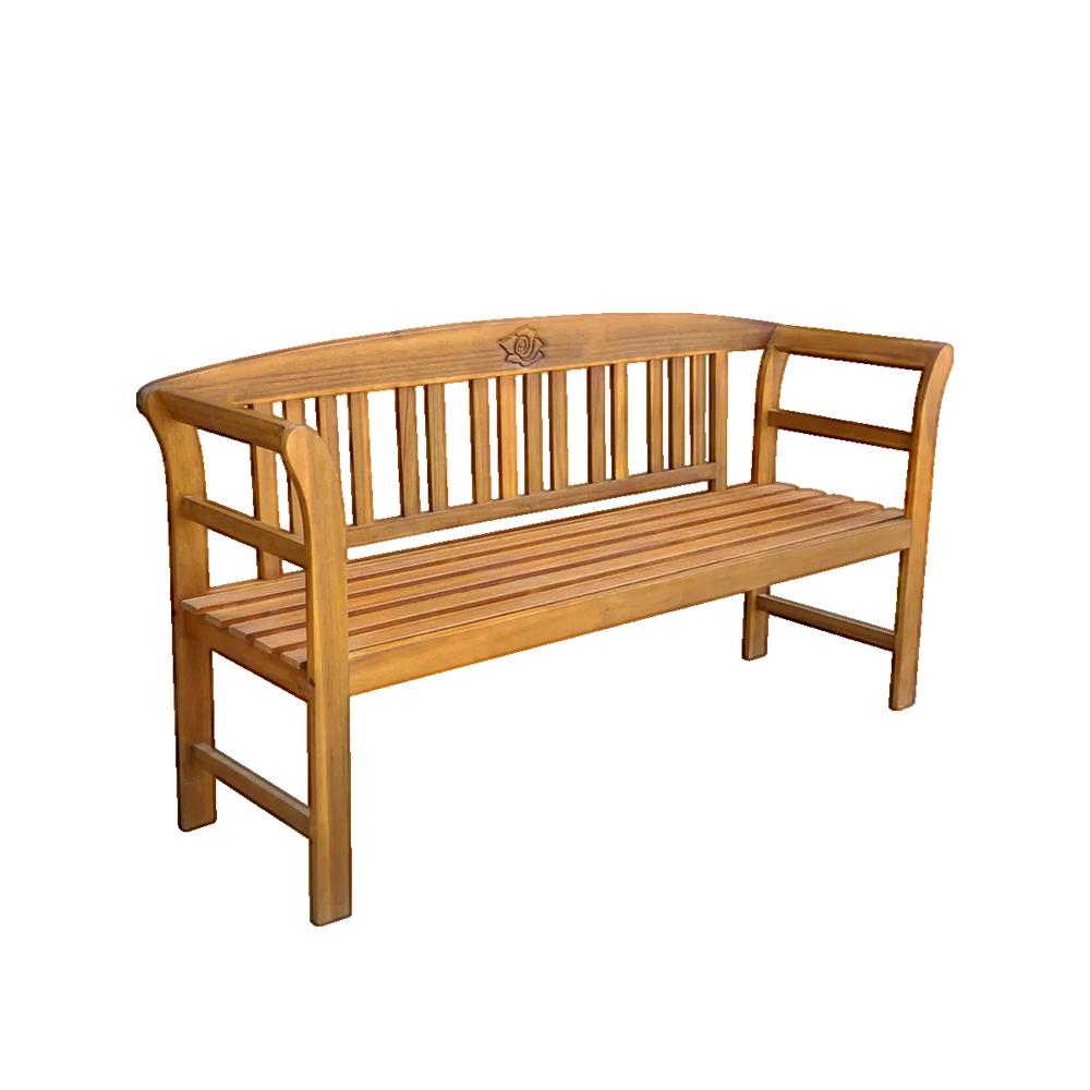 Banc de jardin en acacia sculpté - Naturel - 157x45x82.5 cm - Bois - 2