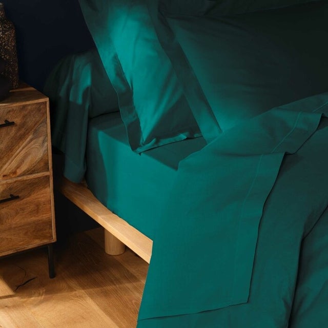 Drap plat 1 pers. 180 x 290 cm coton 57 fils Lina Emeraude
