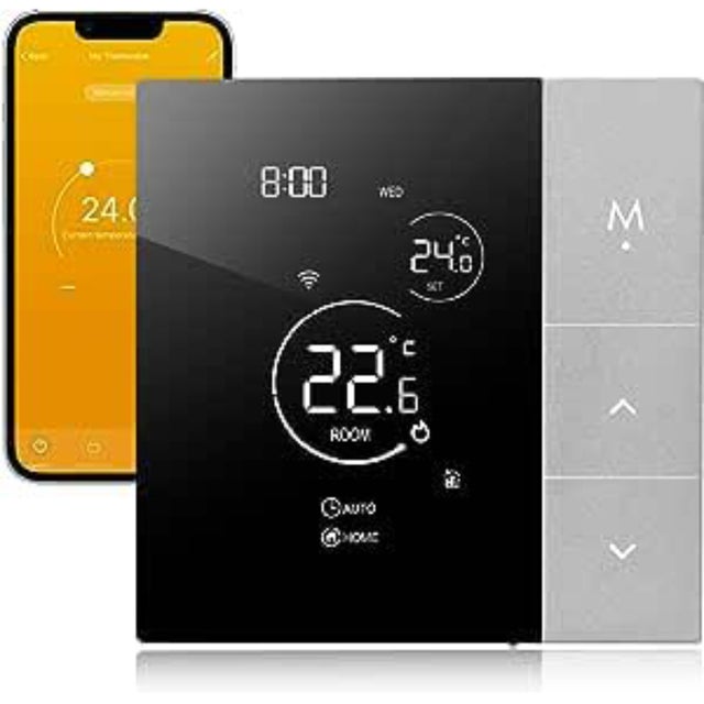 Termostato Intelligente WiFi 3A,Controllo Remoto per Caldaia a Gas,Compatibile con Tuya Smart Life,Google Assistant e Alexa,Comando Vocale