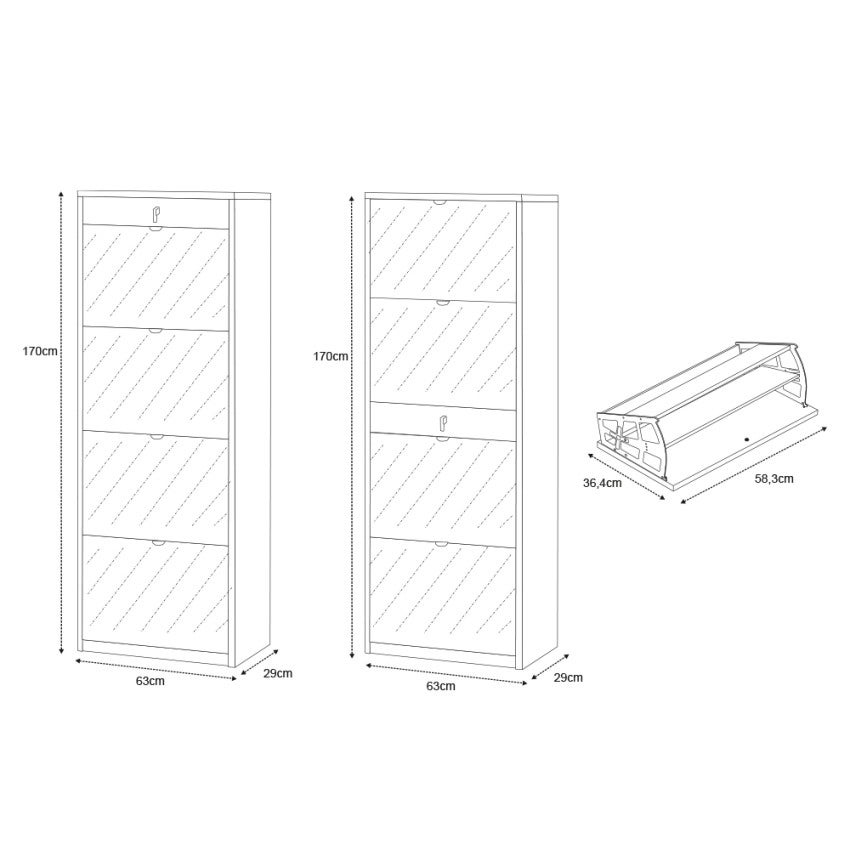 Armoire à chaussures tiroir 4 portes miroir 20 paires de chaussures Glimt - 5