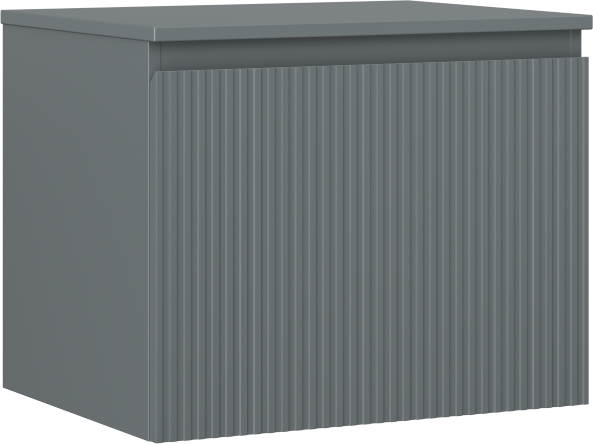 Mexen Rivel szafka łazienkowa podumywalkowa 60 cm z blatem, 1 szuflada, ryflowana , grafit mat - 91A20-06047-1-BFC66