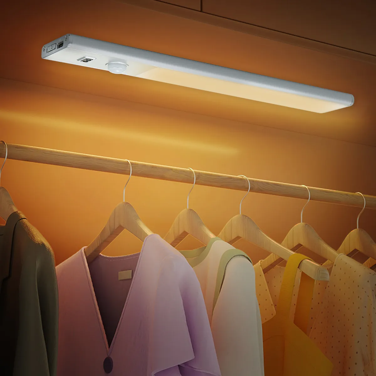 NETTLIFE Lampka Podszafkowa LED z Czujnikiem Ruchu PIR i Sterowaniem Gestem, Akumulatorowa, 6000K Zimna Biel, Magnetyczna do Kuchni Schodów Szafy