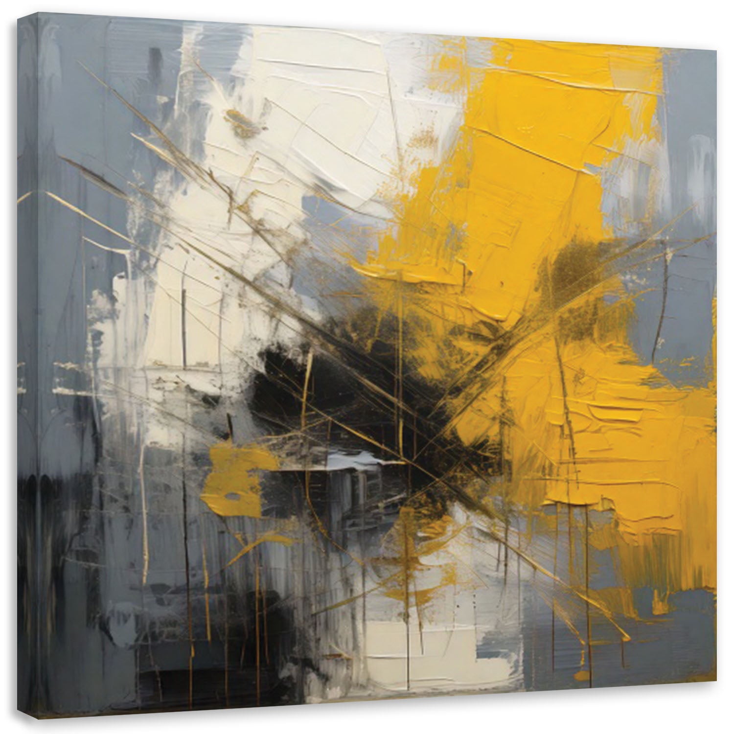 Tableau Toile Abstraite ARTTOR 120x80cm - Impression Moderne Gris Et Pastel - Décoration Murale