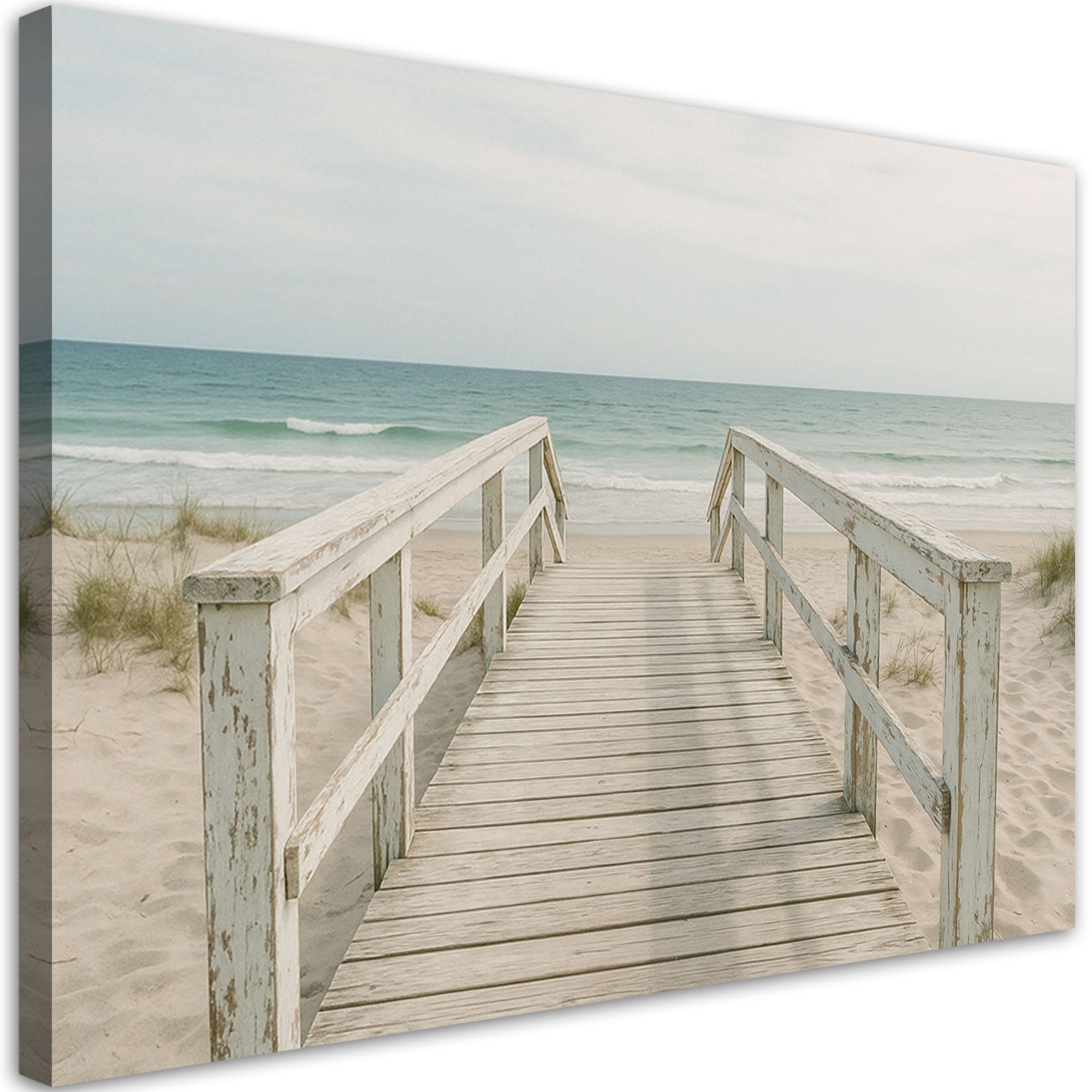 Obraz do salonu sypialni, Pomost Plażą Morze w stylu Shabby Chic 100x70
