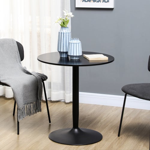 Mesa redonda de cocina para 2 personas, moderna con base de acero y pies antideslizantes, ideal para espacios pequeños