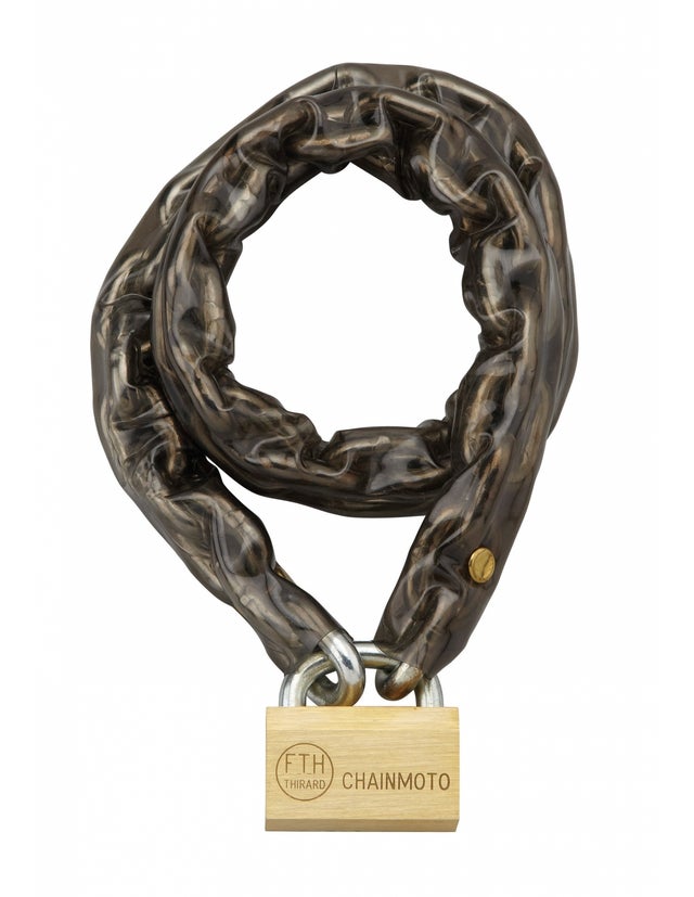 THIRARD - Chaîne acier cémenté zingué à clé Loops, moto, barrières, Ø 8mm, 0.9m, gaine PVC, cadenas, 3 clés - THIRARD