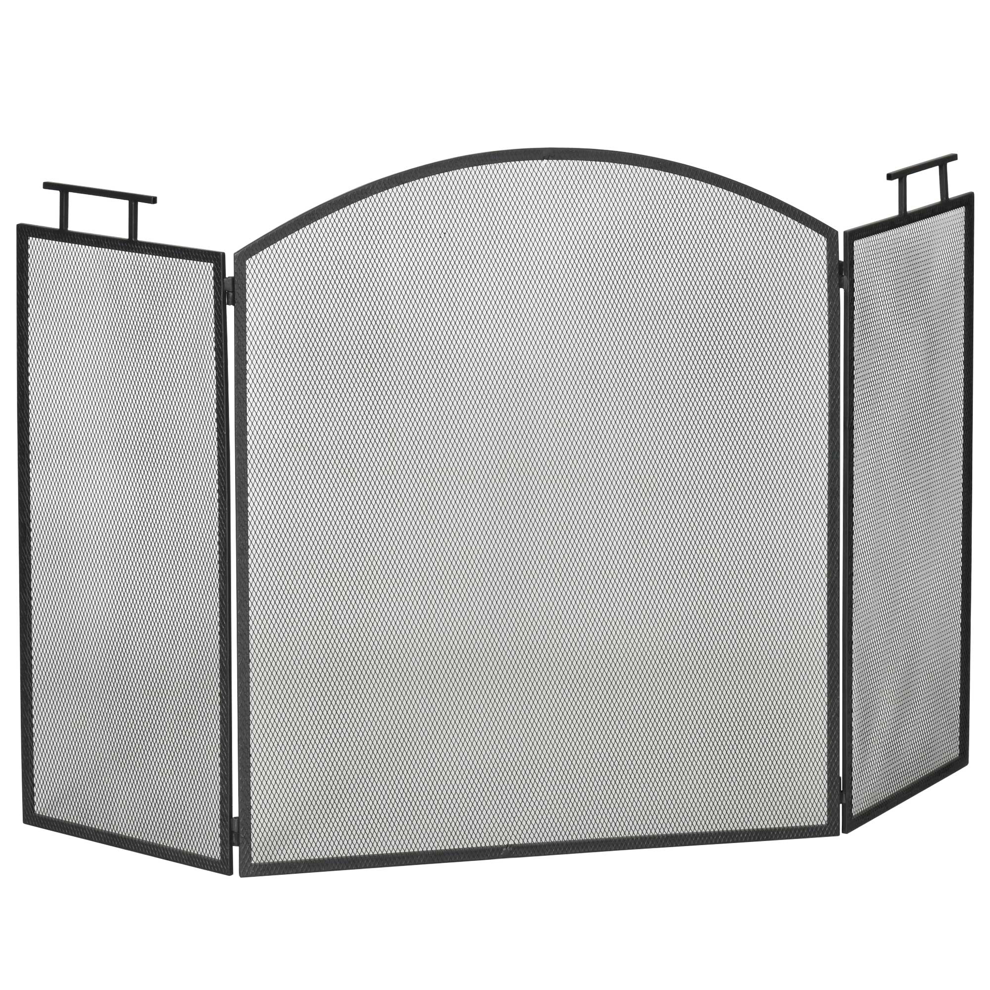 Pare-Étincelles Rectangulaire Cheminée En Fer Forgé Avec Portes - Hauteur 40 Cm
