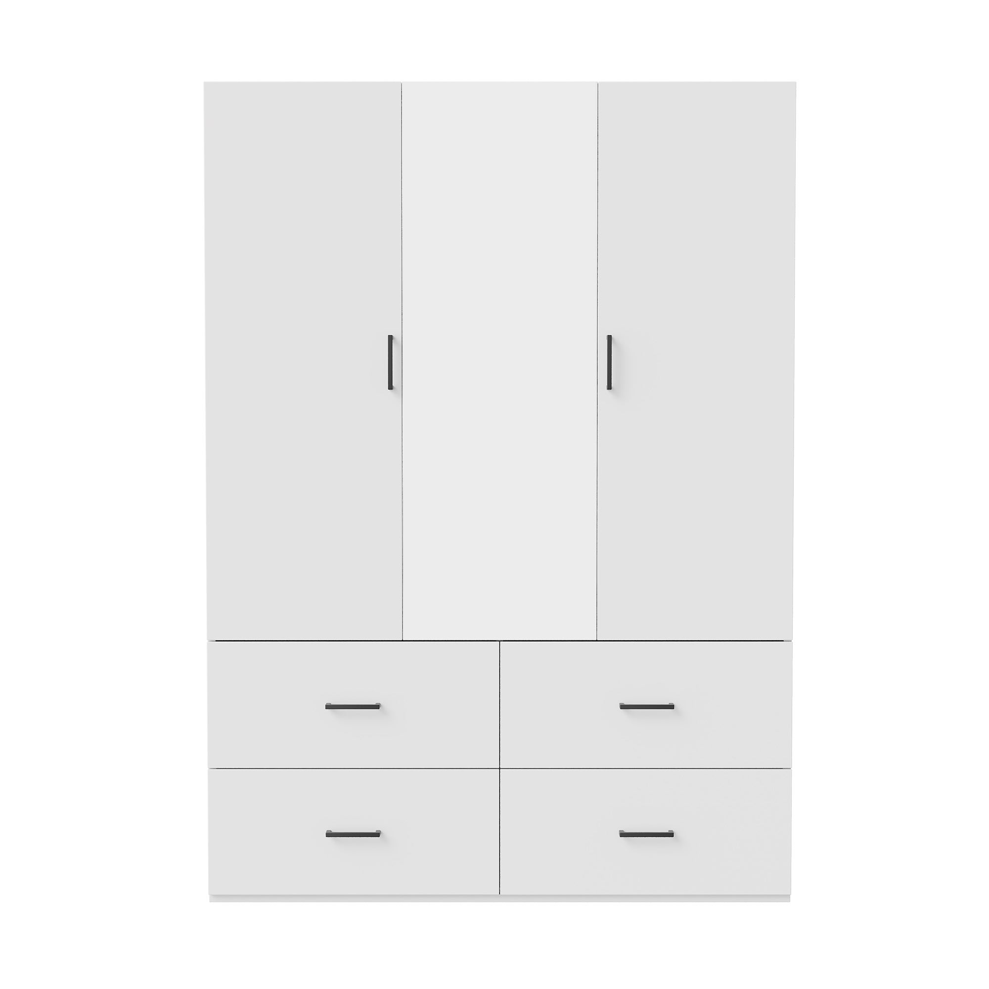 Armoire 2 portes et 4 tiroirs-L130 cm-étagères+penderie-Avec miroir-Kit dressing design simple-meuble chambre-Blanc - 6