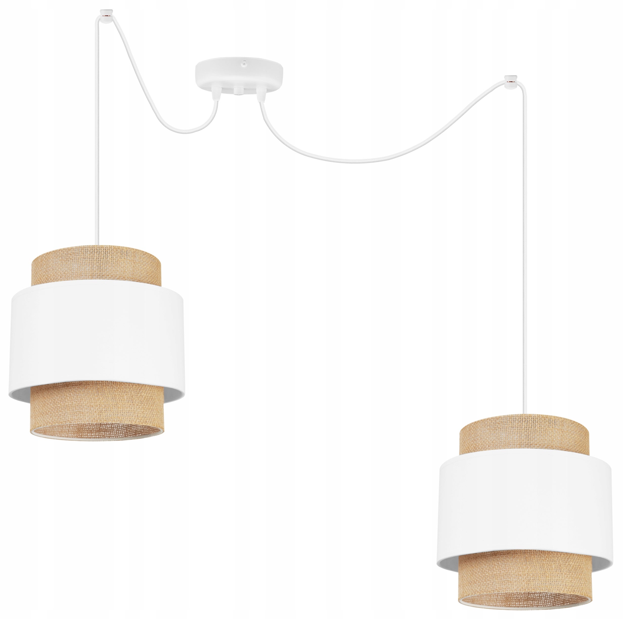 Lampa sufitowa wisząca Boho Pająk loft 2xE27 abażur juta biały Light Home LH