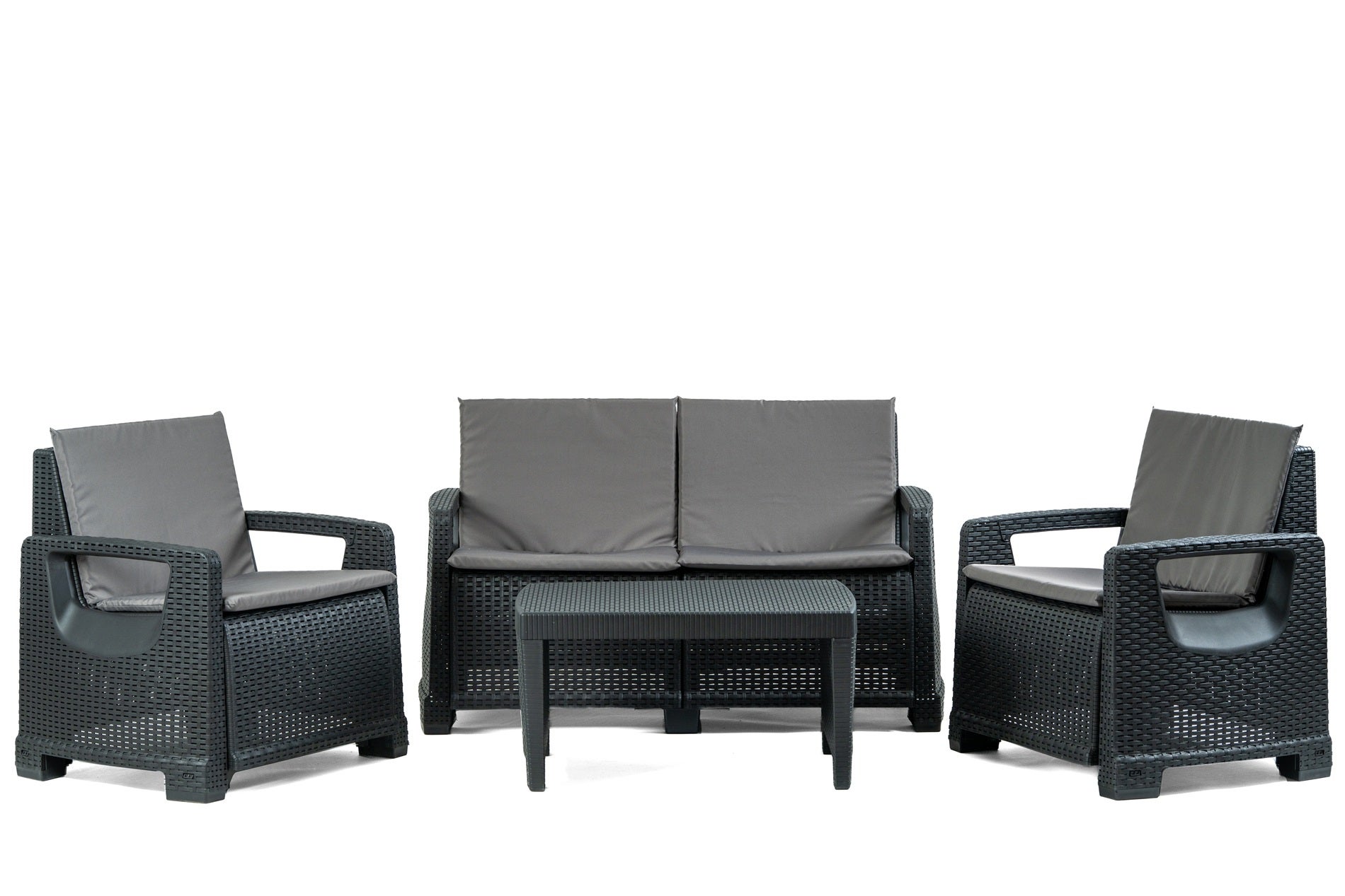 Zestaw Ogrodowy Paradiso Sofa stolik 2 fotele Antracyt Corciano